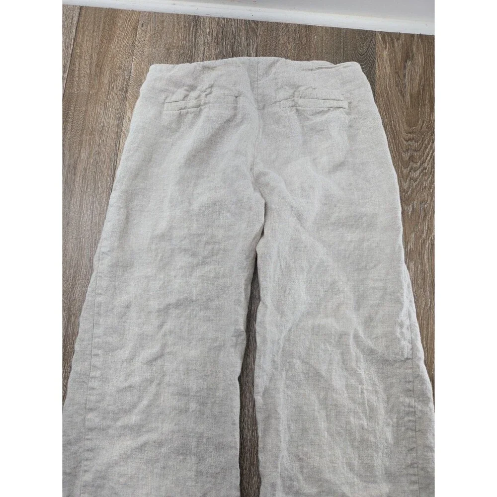 Reformation Women's 0P Cropped Wide Leg Linen Pant Beige Oatmeal Flax